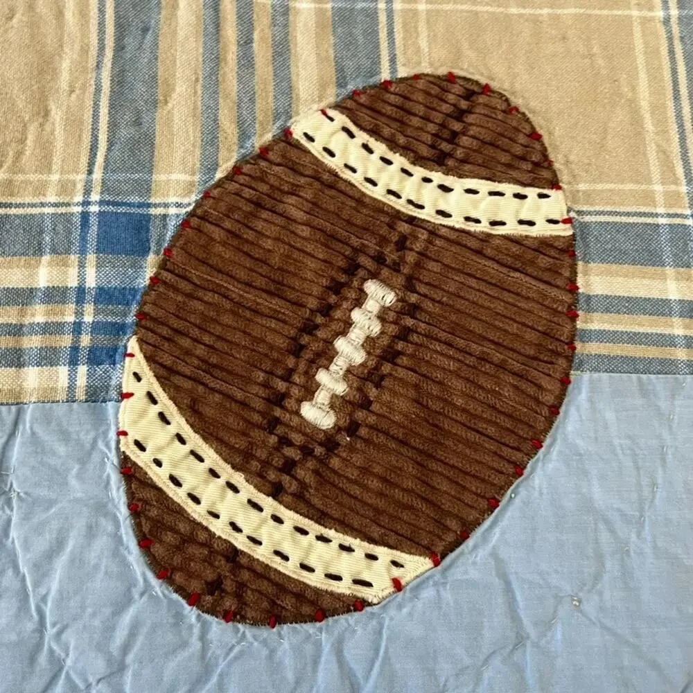 Pottery Barn Kids Twin Quilted Sports Patchwork Bedspread 69